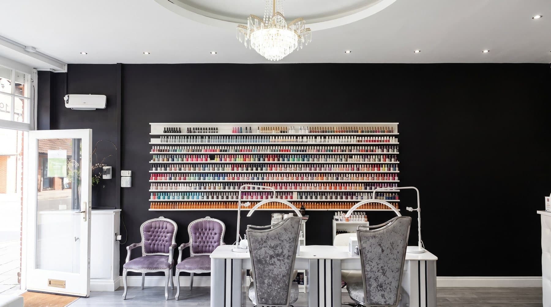 The wall of gel polish colours